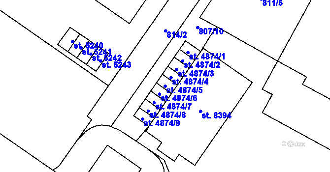 Parcela st. 4874/5 v KÚ Zlín, Katastrální mapa