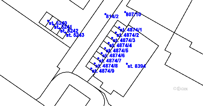 Parcela st. 4874/6 v KÚ Zlín, Katastrální mapa