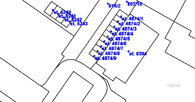 Parcela st. 4874/8 v KÚ Zlín, Katastrální mapa