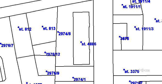 Parcela st. 4886 v KÚ Zlín, Katastrální mapa