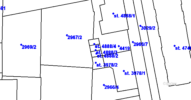 Parcela st. 4888/3 v KÚ Zlín, Katastrální mapa