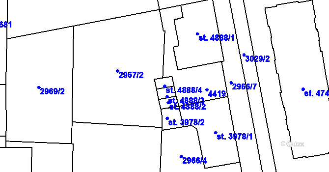 Parcela st. 4888/4 v KÚ Zlín, Katastrální mapa