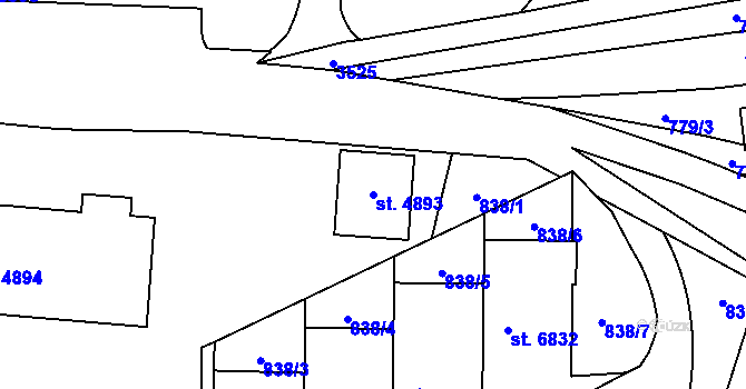 Parcela st. 4893 v KÚ Zlín, Katastrální mapa
