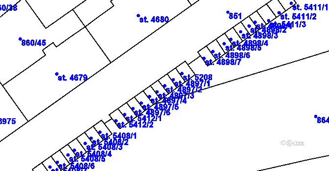 Parcela st. 4897/2 v KÚ Zlín, Katastrální mapa