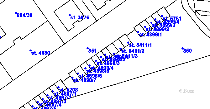 Parcela st. 4898/1 v KÚ Zlín, Katastrální mapa