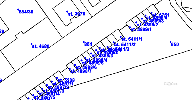 Parcela st. 4898/2 v KÚ Zlín, Katastrální mapa