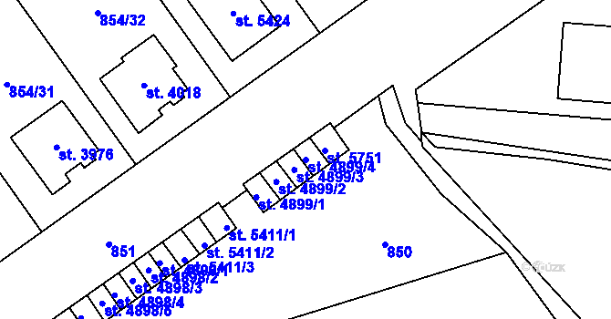 Parcela st. 4899/4 v KÚ Zlín, Katastrální mapa