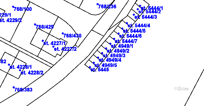 Parcela st. 4949/3 v KÚ Zlín, Katastrální mapa