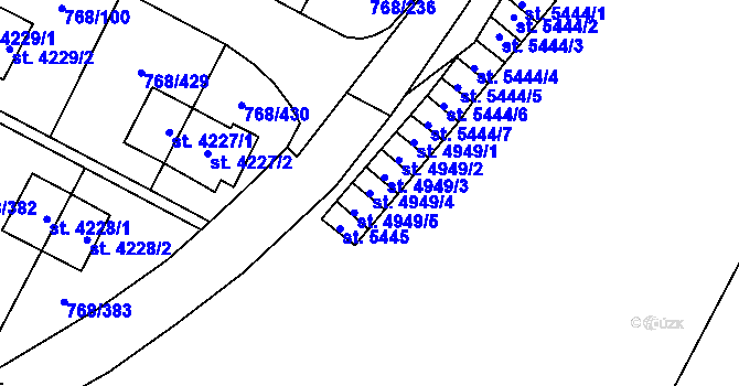 Parcela st. 4949/4 v KÚ Zlín, Katastrální mapa