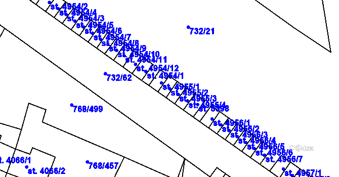 Parcela st. 4955/2 v KÚ Zlín, Katastrální mapa