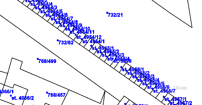 Parcela st. 4955/3 v KÚ Zlín, Katastrální mapa