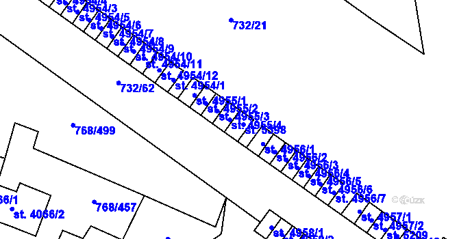 Parcela st. 4955/4 v KÚ Zlín, Katastrální mapa