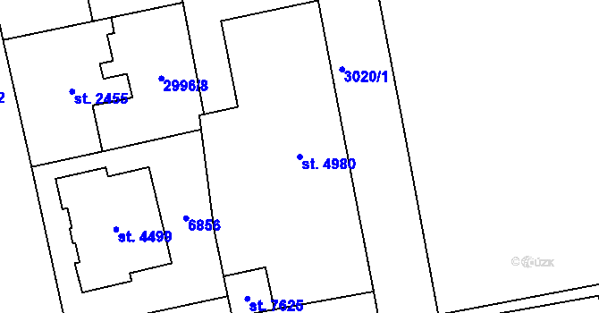 Parcela st. 4980 v KÚ Zlín, Katastrální mapa