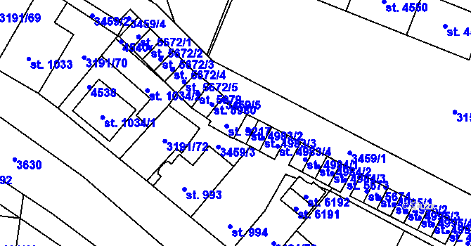 Parcela st. 4983/1 v KÚ Zlín, Katastrální mapa