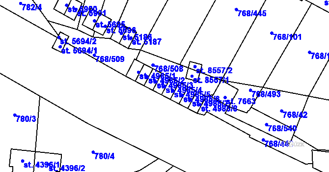 Parcela st. 4985/4 v KÚ Zlín, Katastrální mapa