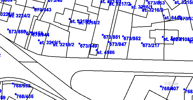 Parcela st. 4986 v KÚ Zlín, Katastrální mapa
