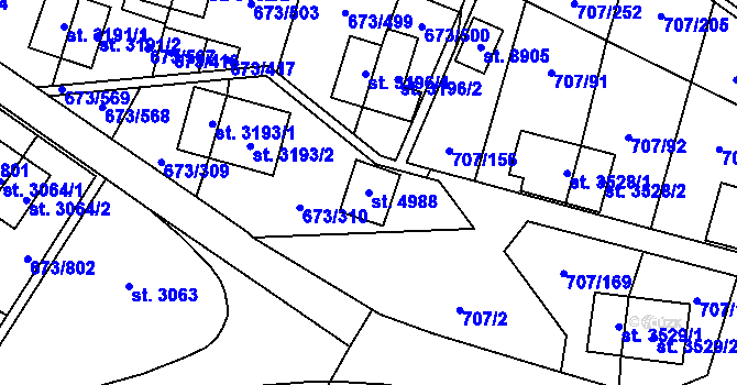 Parcela st. 4988 v KÚ Zlín, Katastrální mapa