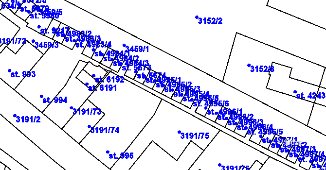 Parcela st. 4995/3 v KÚ Zlín, Katastrální mapa