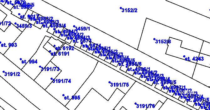 Parcela st. 4995/4 v KÚ Zlín, Katastrální mapa