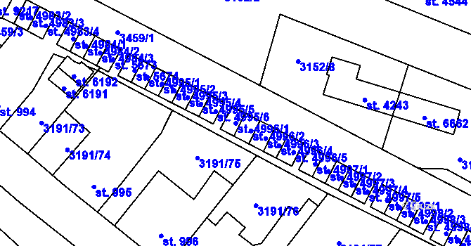 Parcela st. 4996/1 v KÚ Zlín, Katastrální mapa