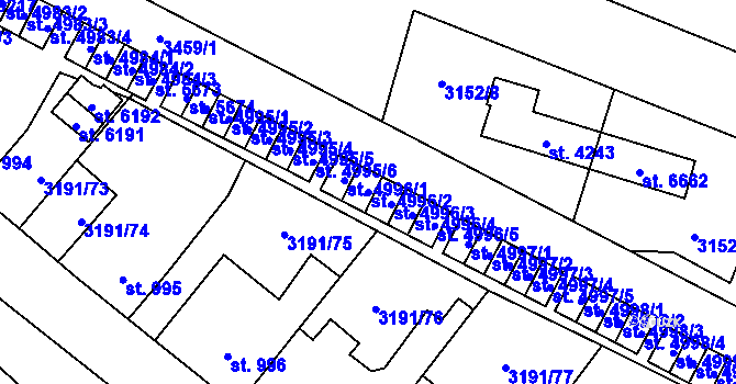 Parcela st. 4996/2 v KÚ Zlín, Katastrální mapa