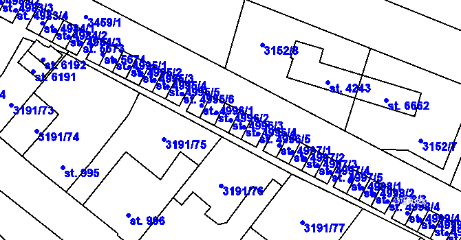 Parcela st. 4996/3 v KÚ Zlín, Katastrální mapa