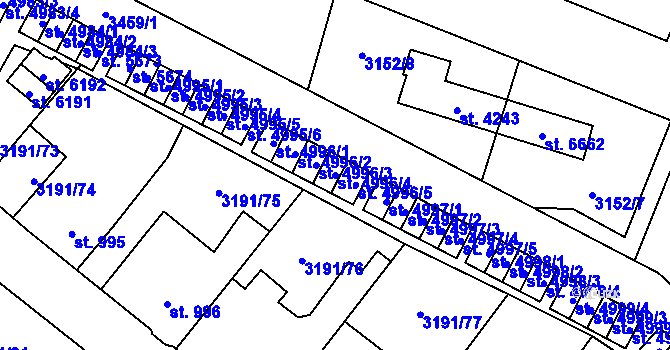 Parcela st. 4996/4 v KÚ Zlín, Katastrální mapa