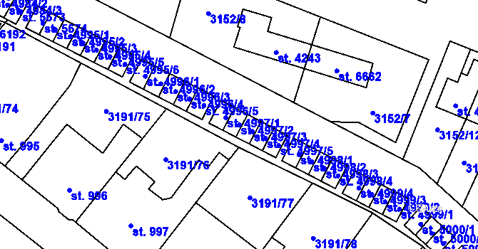 Parcela st. 4997/2 v KÚ Zlín, Katastrální mapa