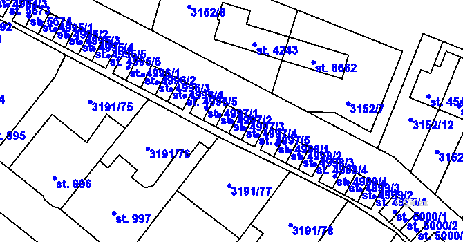 Parcela st. 4997/3 v KÚ Zlín, Katastrální mapa