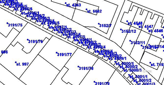 Parcela st. 4998/3 v KÚ Zlín, Katastrální mapa