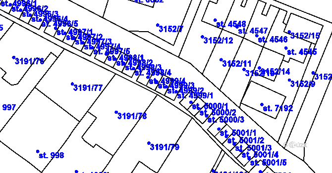 Parcela st. 4999/2 v KÚ Zlín, Katastrální mapa