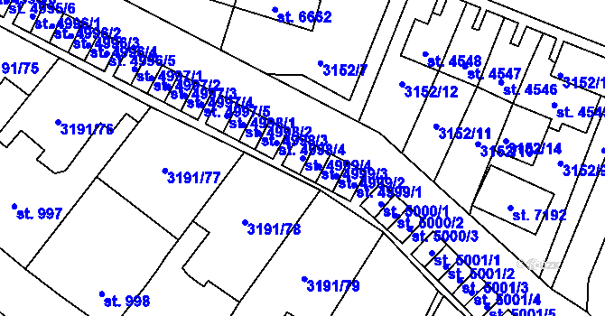 Parcela st. 4999/4 v KÚ Zlín, Katastrální mapa