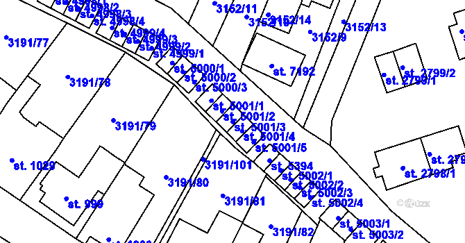 Parcela st. 5001/3 v KÚ Zlín, Katastrální mapa
