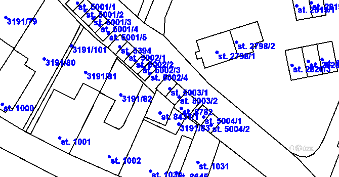 Parcela st. 5003/1 v KÚ Zlín, Katastrální mapa