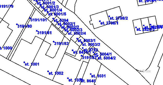 Parcela st. 5003/2 v KÚ Zlín, Katastrální mapa