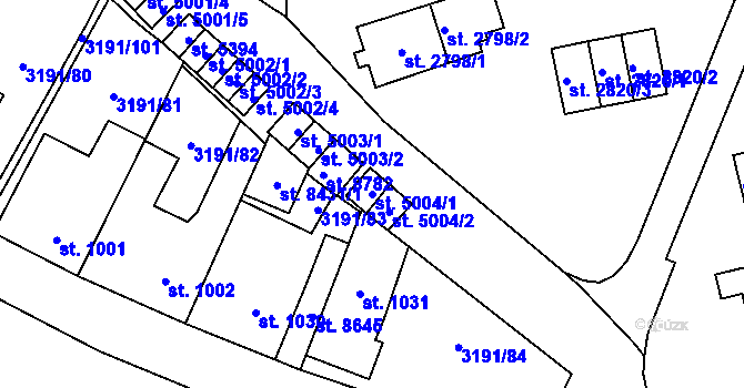 Parcela st. 5004/1 v KÚ Zlín, Katastrální mapa