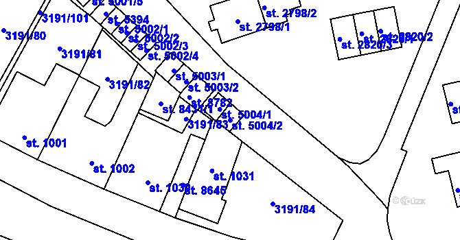 Parcela st. 5004/2 v KÚ Zlín, Katastrální mapa