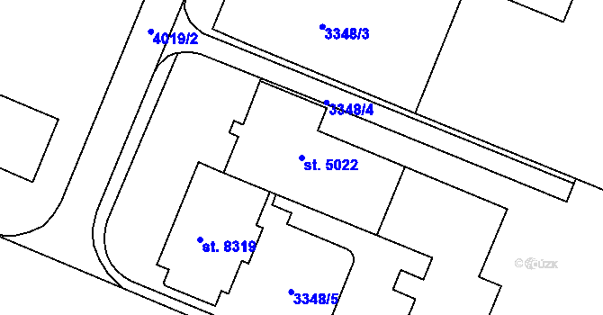 Parcela st. 5022 v KÚ Zlín, Katastrální mapa