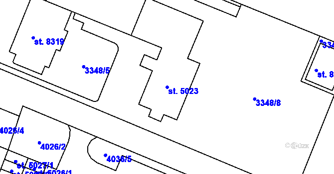 Parcela st. 5023 v KÚ Zlín, Katastrální mapa