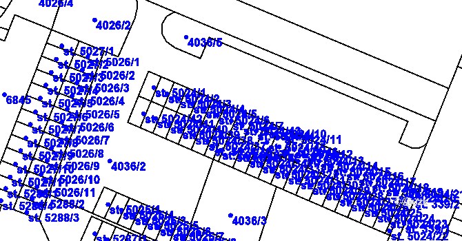 Parcela st. 5024/7 v KÚ Zlín, Katastrální mapa