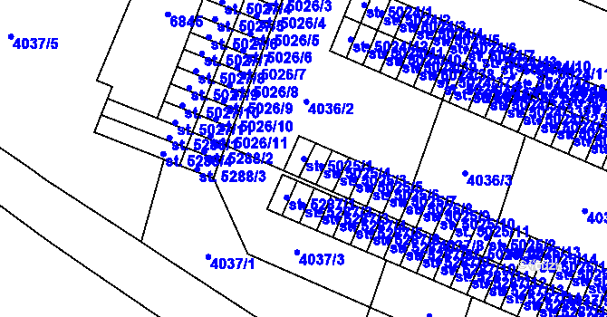 Parcela st. 5025/1 v KÚ Zlín, Katastrální mapa