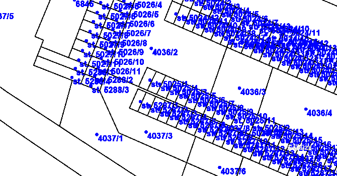 Parcela st. 5025/3 v KÚ Zlín, Katastrální mapa