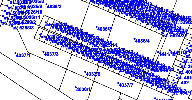 Parcela st. 5025/12 v KÚ Zlín, Katastrální mapa