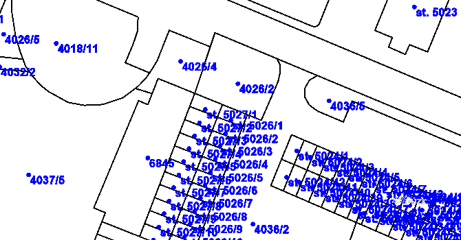 Parcela st. 5026/1 v KÚ Zlín, Katastrální mapa