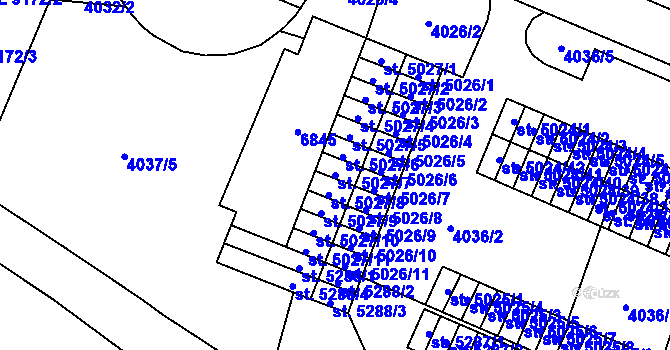 Parcela st. 5027/7 v KÚ Zlín, Katastrální mapa