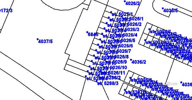 Parcela st. 5027/8 v KÚ Zlín, Katastrální mapa
