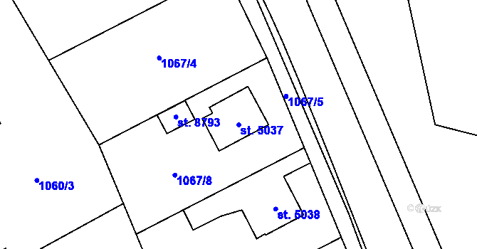 Parcela st. 5037 v KÚ Zlín, Katastrální mapa