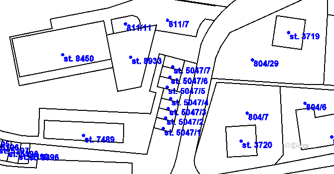 Parcela st. 5047/5 v KÚ Zlín, Katastrální mapa