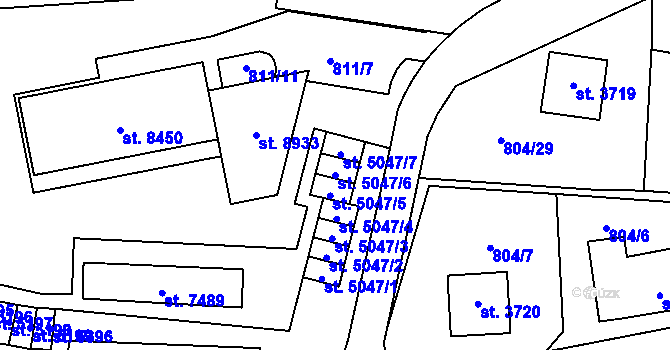 Parcela st. 5047/6 v KÚ Zlín, Katastrální mapa