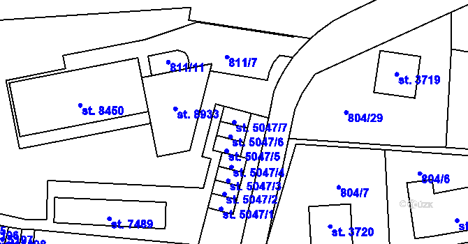 Parcela st. 5047/7 v KÚ Zlín, Katastrální mapa